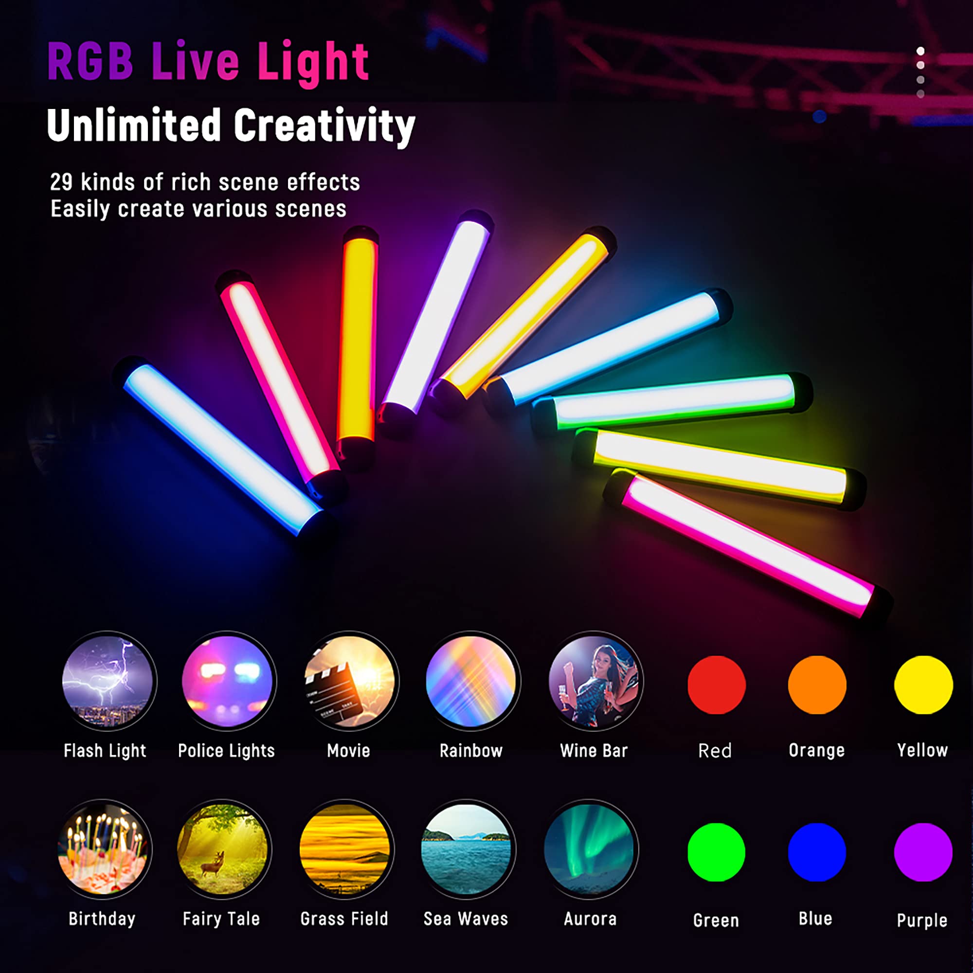 Weeylite K21 Varita de luz LED RGB de Mano, Barra de luz de Video LED RGB magnética con batería de 2500 mAh/Control de aplicación/360° a Todo color/2500K-8500K/pantalla OLED para TikTok,Vlog,Youtube