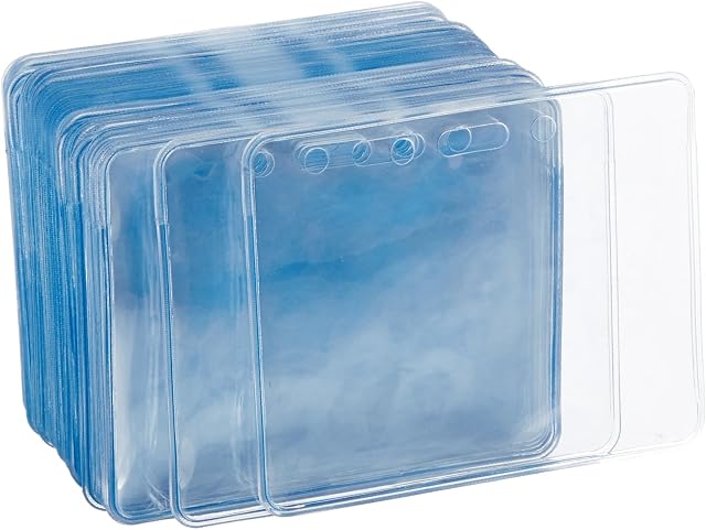 Amazon Basics Badge Holder, Horizontal, Clear, Pack of 50