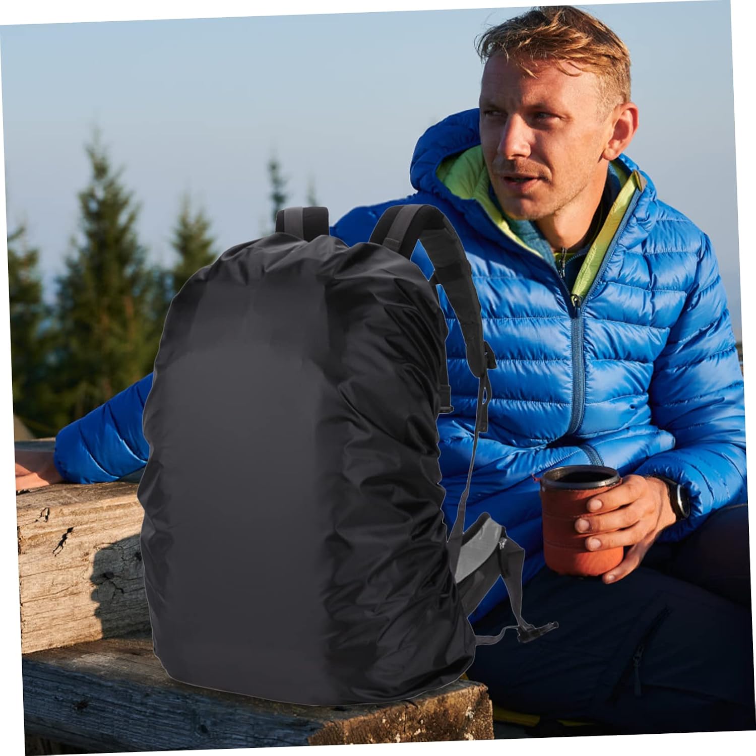 1set Elastic Fit Backpack Rain Cover Protects Your Hiking Bag from Rain Dust