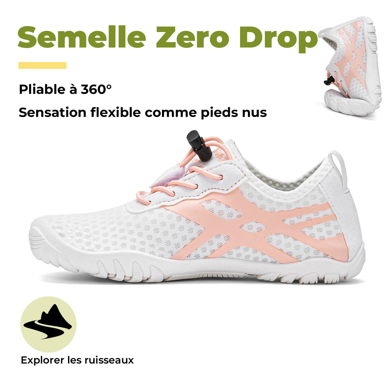 SAGUARO Chaussures d'eau Barefoot Enfant, Chaussures Aquatiques à Séchage Rapide avec Embout Large pour Été Vacances et Activités Aquatiques, GR.25-36