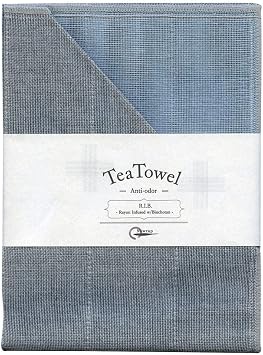 IPPINKA Nawrap Binchotan Tea Towel, Naturally Anti-Odor, Aqua x Charcoal