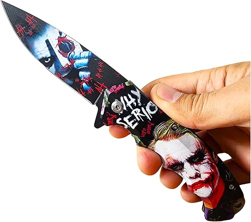 Cuchillo plegable Joker de 8 pulgadas con hoja lisa de punto de caída de 3.6 pulgadas, cuchillo de bolsillo clásico negro para tácticas al aire