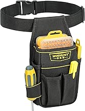 Tool Belt Pouch, Electrician Pouch Multi Pockets with Adjustable Nylon Belt Black