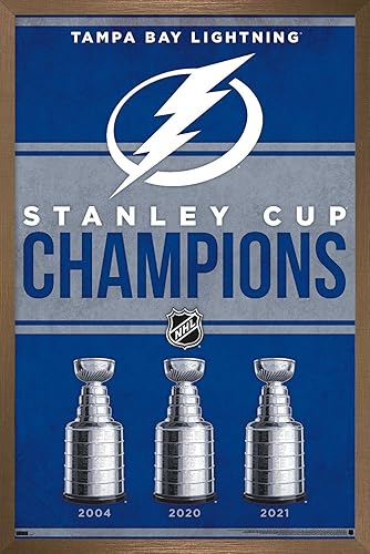 Trends International NHL Tampa Bay Lightning - Póster de pared de Champions 23, 22.37 x 34.00 pulgadas, versión enmarcada en bronce