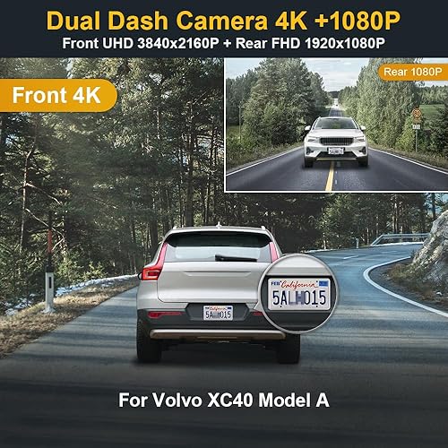 Miniatura 12 de Fitcamx Cámara de tablero 4K compatible con Volvo XC40 T4 T5 modelo A (compara la forma de la cubierta), aspecto OEM integrado, video UHD 2160P