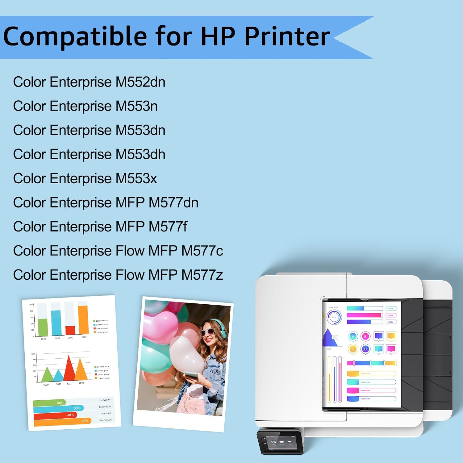 1 Pack 508X CF360X Black Compatible Toner Cartridge Replacement for HP 508X CF360X with CHIP for Color Enterprise M552 M553 M577 Series Printers