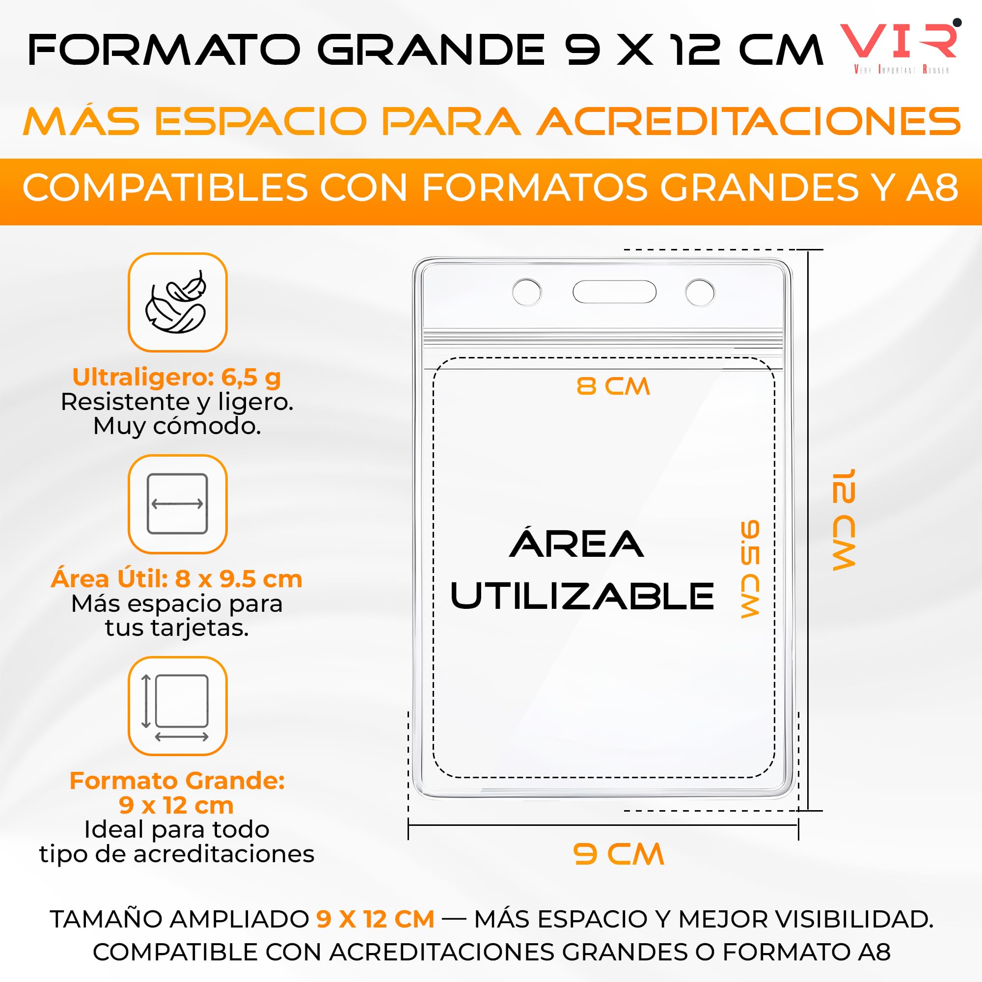 Fundas Porta Tarjetas Identificativas Transparentes Plástico PVC Impermeable Sellado Térmico Apertura Superior 9x12cm Vertical