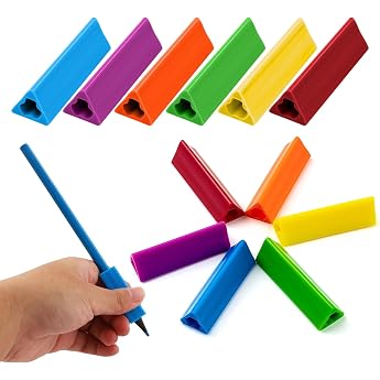 Notoke Pack of 12 Silicone Pen Grips Pen Holder Writing Aid for Children Non-Slip Ergonomic Pencil Grips for Left-Handed Users Right-Handed for School Learning Writing 6 Colours