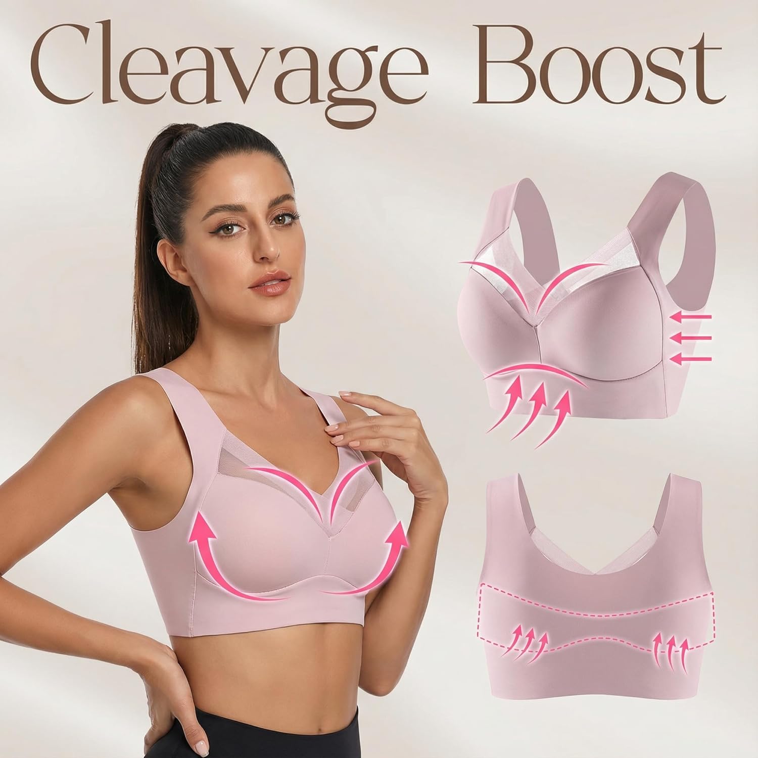 Zen Chic Bras for Older Women with Sagging Breasts Seniors Seamless Push Up Bra Breathable Anti Sagging Full Coverage Comfort Beige Shapermint Bra L - Image 6