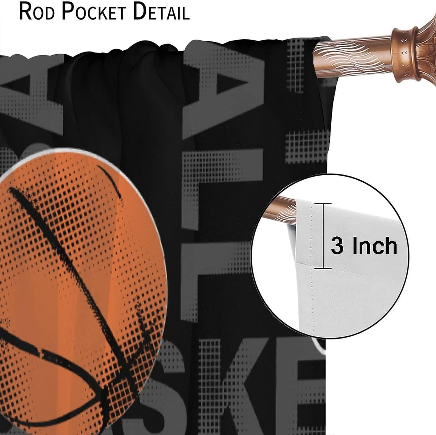 Ball Sports Curtains,Basketball Playing Game Sports Abstract Theme Home Fabric Living Room Kid Teens Boys Bedroom Home Decor W42xL45in