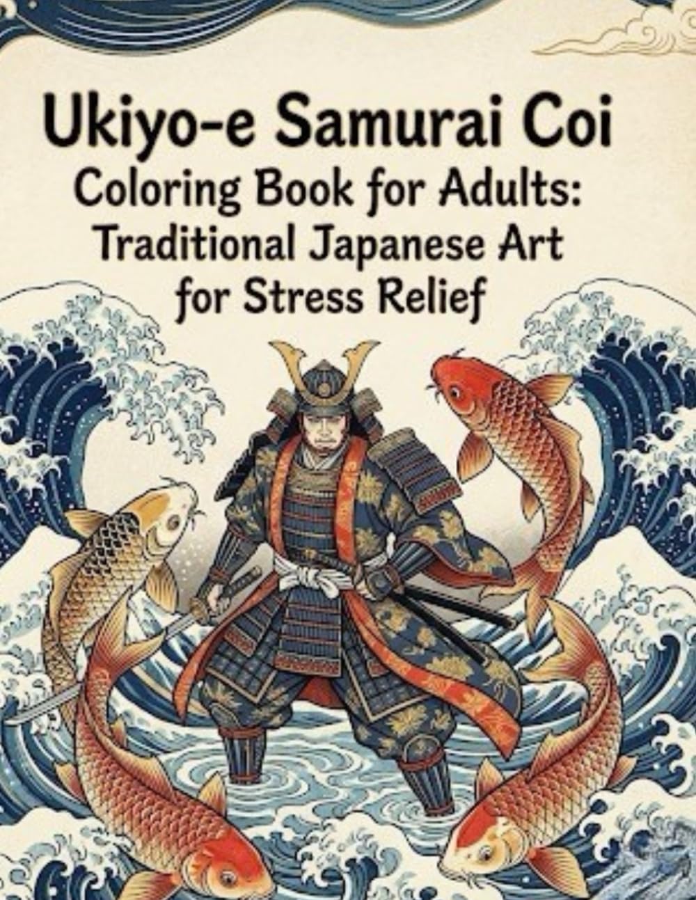 Ukiyo-e Samurai Coi Coloring Book for Adults: Traditional Japanese Art for Stress Relief: Japanese Art / Woodblock Print / Stress Relief / Mindfulness / Sumurai Coi