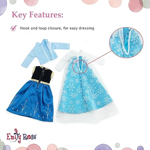 Miniatura 5 de Emily Rose Ropa de muñeca de moda de 14 pulgadas, 6 piezas, vestido de princesa, juego de regalo de ropa y accesorios, disfraz de Halloween para