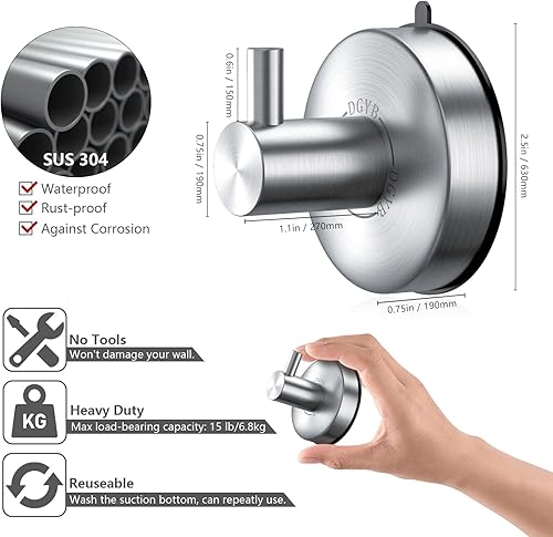 Miniatura 5 de DGYB - Ganchos con ventosa para cocina, baño, regadera, azulejos, espejos de cristal o como toalleros, tienen un gran poder de succión y son