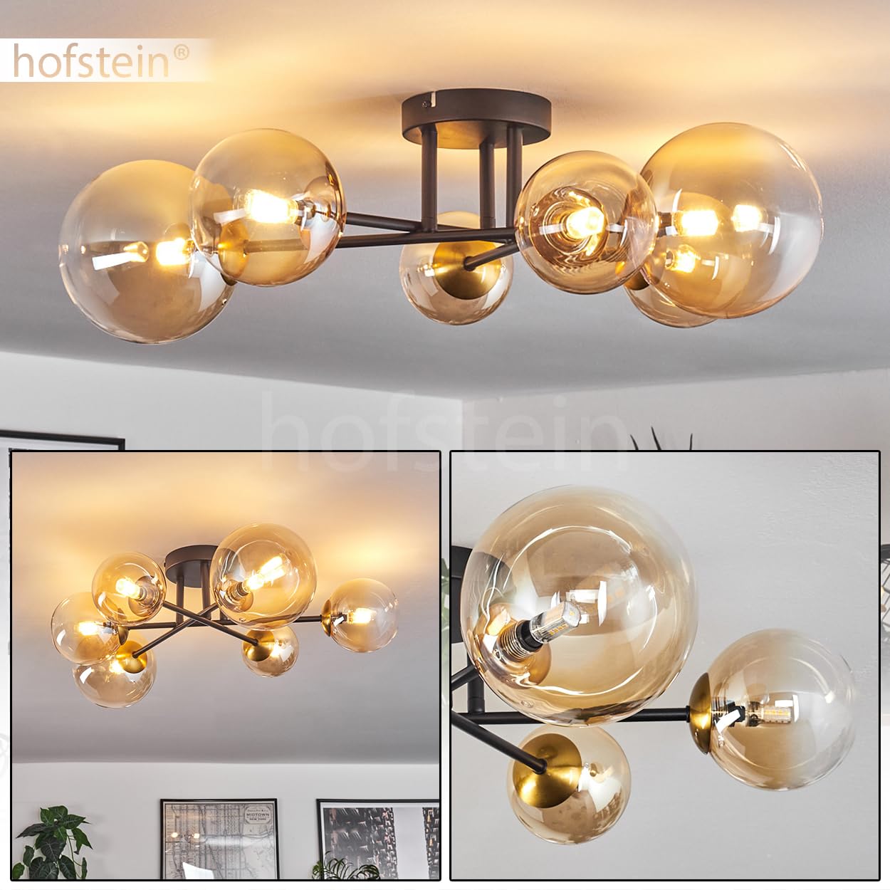 LED Deckenleuchte Tanganheira, 38,5 Cm, Dimmbar, 1950 Lumen, 3000K, In Alu-Optik Mit Glitzereffekt