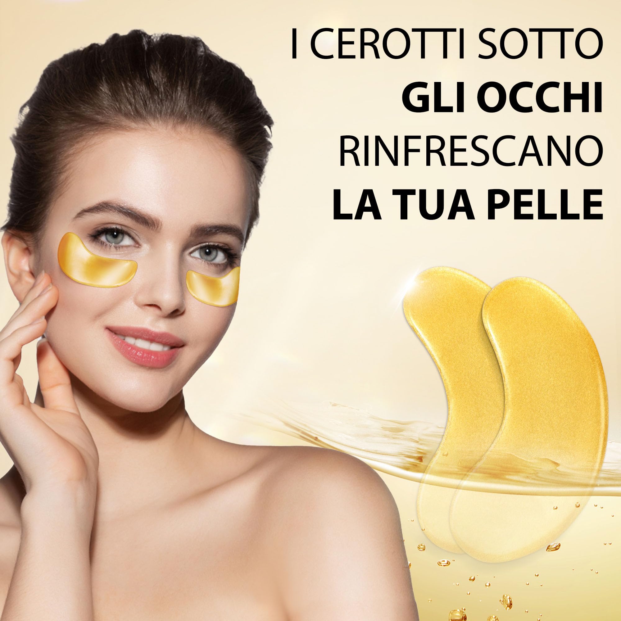 20 Paia Oro 24 carati Maschera per gli occhi Collagene Sotto gli occhi Maschera Cerotti per Occhiaia Gonfiore, Rinfrescare, Rivitalizzante, Viaggi, Rughe, Occhi Patch
