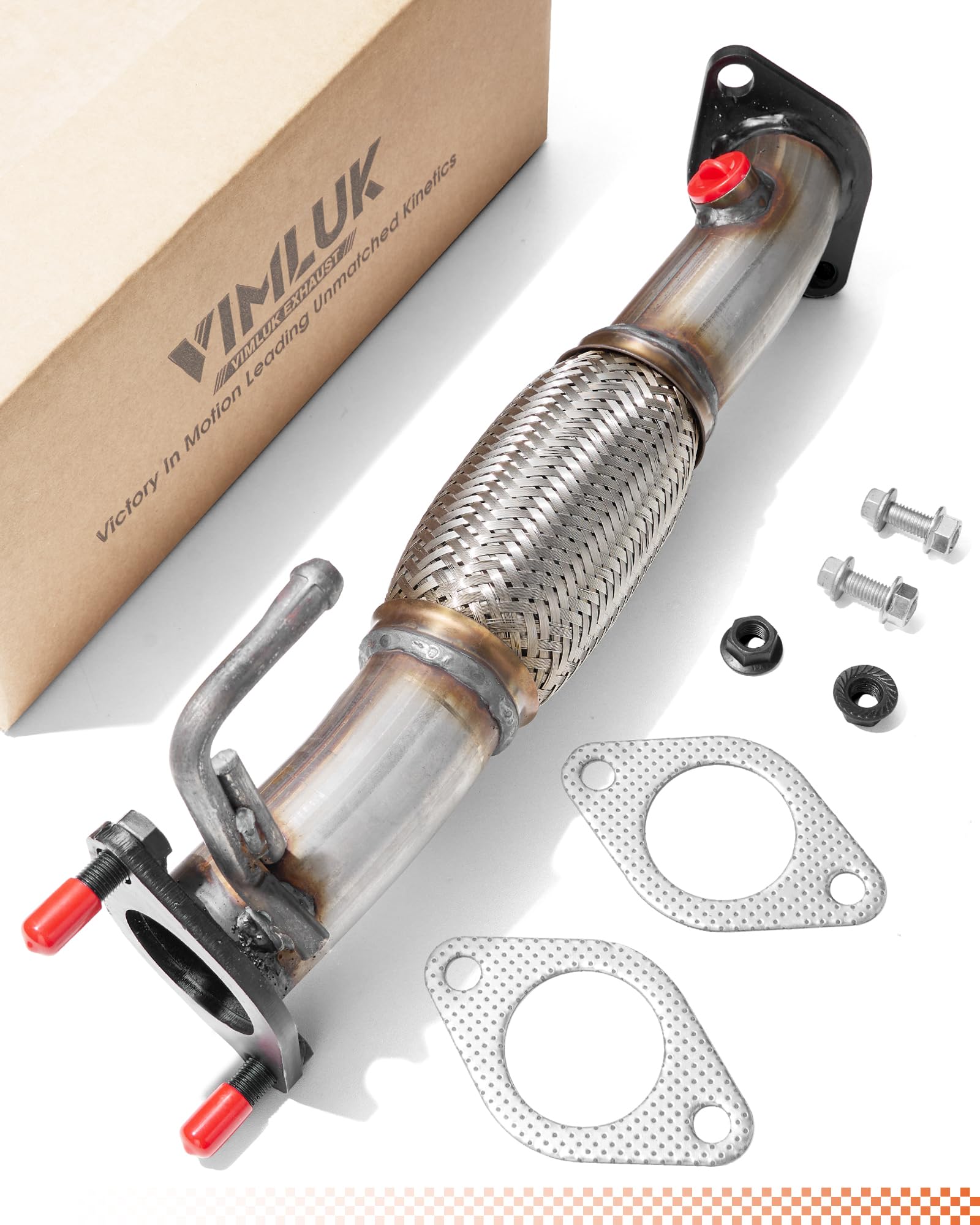 Exhaust Front Flex Pipe Assembly - Stainless Steel Replacement Kit with Gasket & Bolts for 2010-2013 Hyundai Tucson & 2011-2015 Kia Sportage, Replaces OEM 28610-2S150 (VK-52587D)