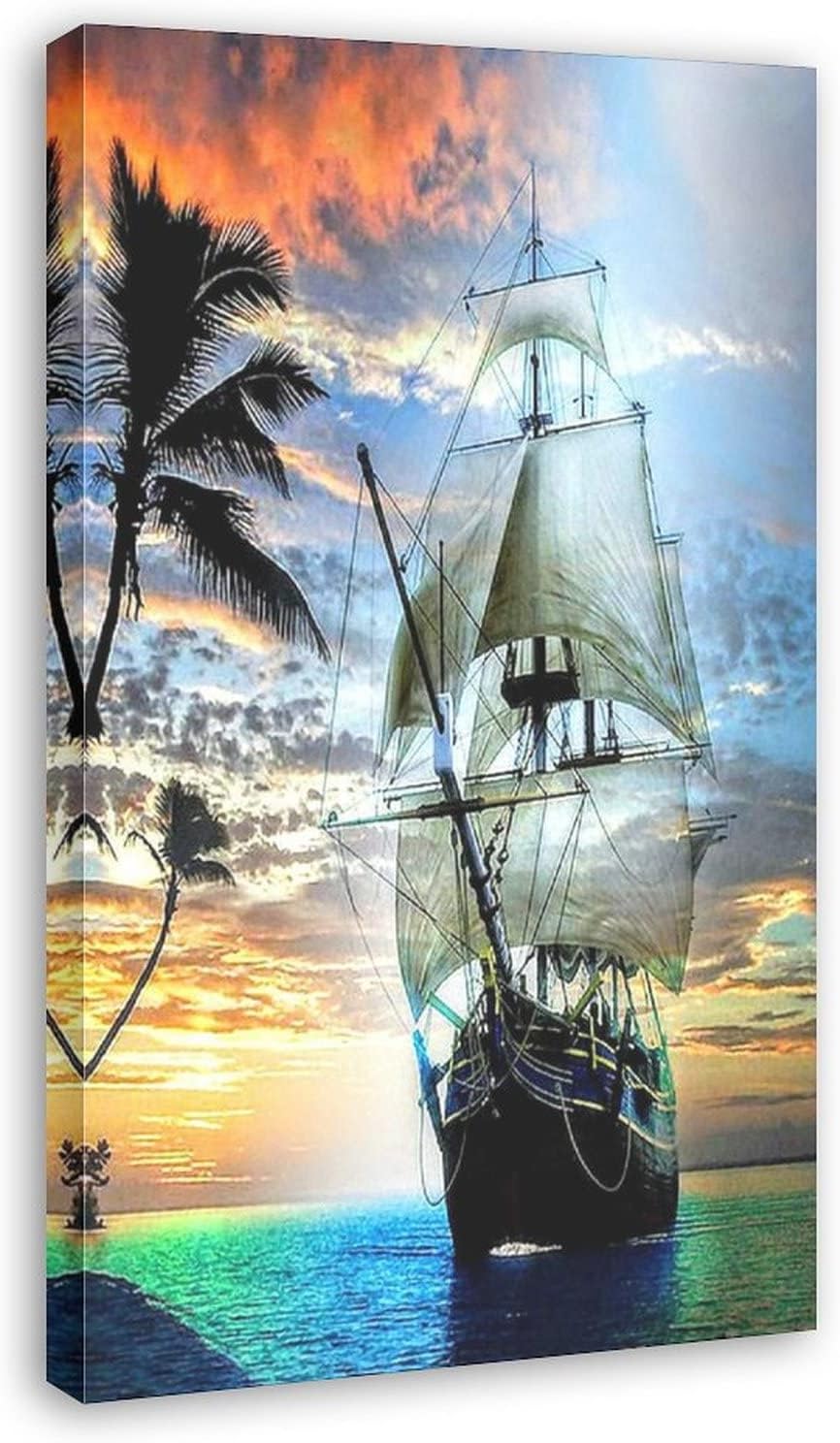 Amazon Com Wall Posters Canvas Print Paysage Bateau De Pirate Canvas Poster Wall Art Decor Print Paintings For Living Room 16x24inch 40x60cm Frame Style Posters Prints