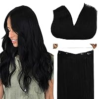 Vista 35 de GOO GOO Extensiones de cabello humano con alambre, color marrón chocolate 4/26/4 con rubio miel, balayage, 18 pulgadas, 3.35 oz, extensiones