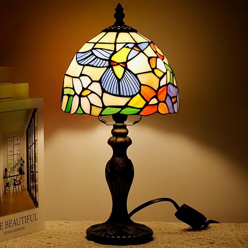 Miniatura 11 de Pequeña Lámpara Tiffany de Vidrio Emplomado, Lámpara de Mesa, Mini Luz de Acento de Escritorio para Dormitorio, Mesita de Noche, Lectura, Hogar,