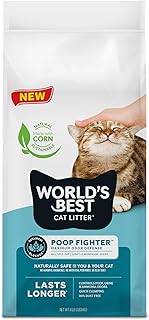 WORLD'S BEST CAT LITTER Poop Fighter Maximum Odor Defense, 8-Pounds - Natural Ingredients, Quick Clumping, Flushable, 99% Dust Free & Made in USA - Long-Lasting Odor Control & Easy Scooping