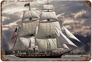 The Old Ironclad USS Constitution Sets Sail, Vintage Art Warship Poster Modern Home Wall Decoration Art Metal Tin Poster20x30cm