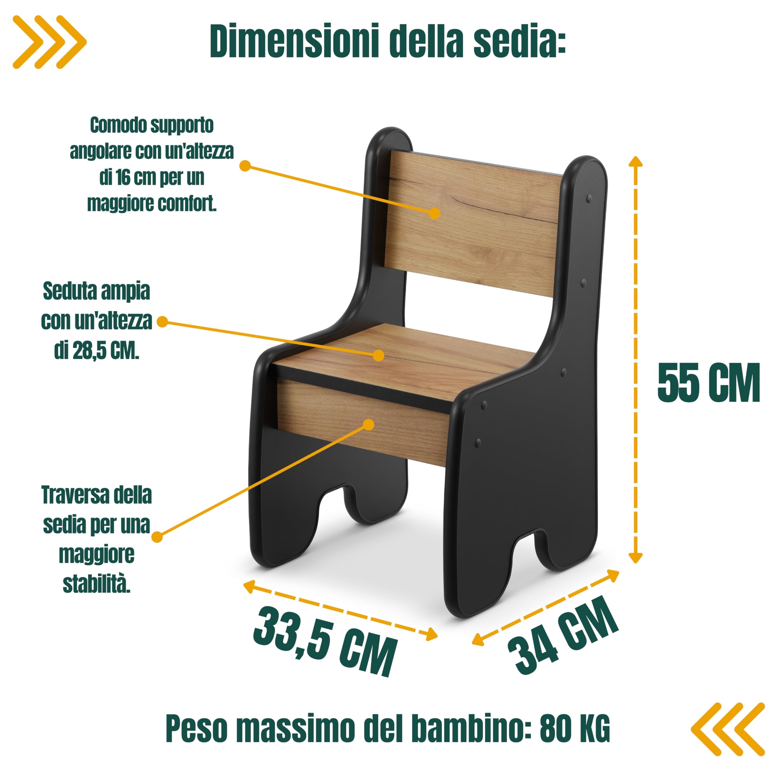 defiPad® Tavolino Bambini con 2 Sedie | Elegante Tavolo Contenitore con Comoda Sedia | Tavolino e Sedie per Bambini | Mobili per Cameretta e Stanza dei Giochi