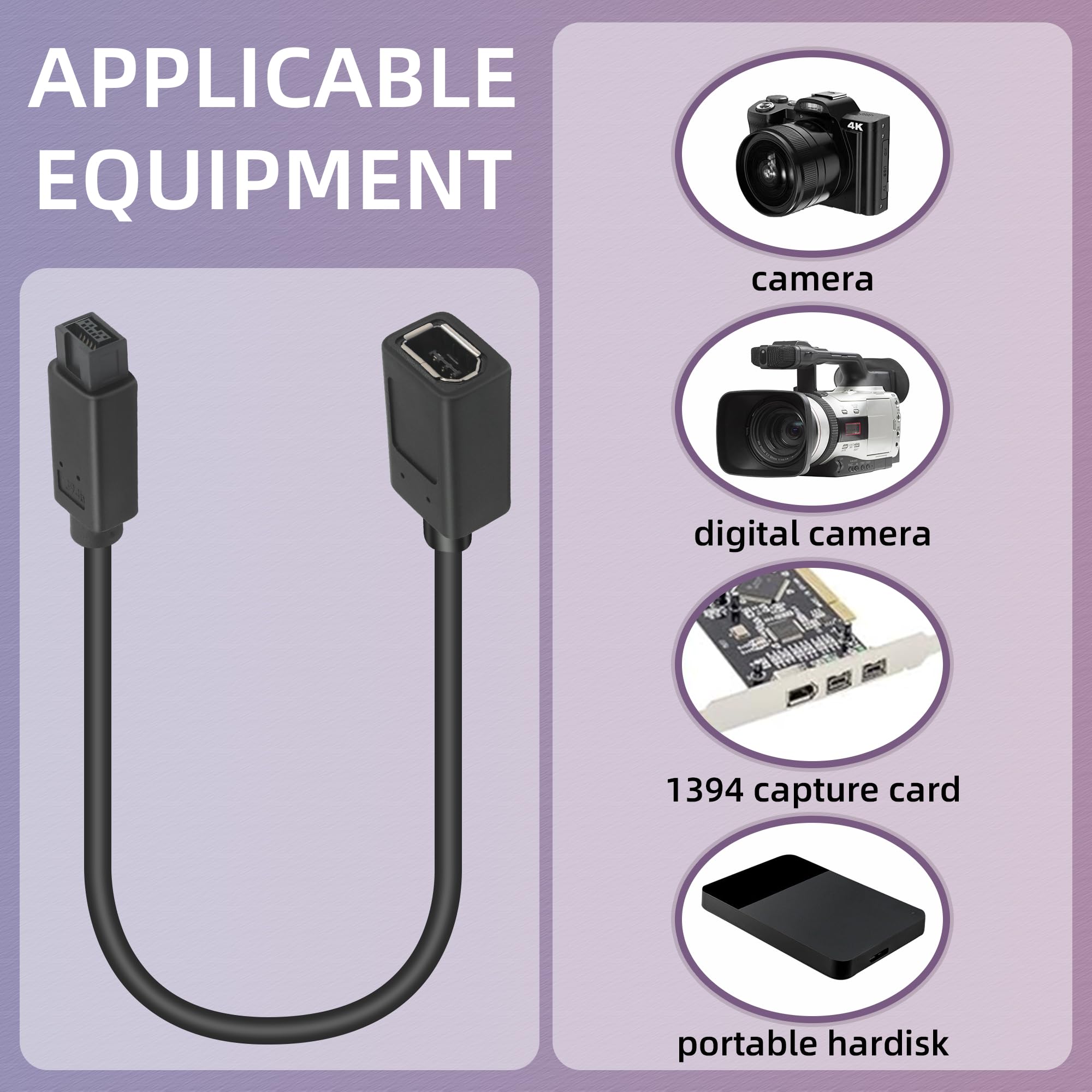 Adaptateur Firewire Usb Câble Adaptateur Firewire Vers USB RIIEYOCA - 1.8m Pour Caméscopes DV Câble USB Firewire 4 Broches