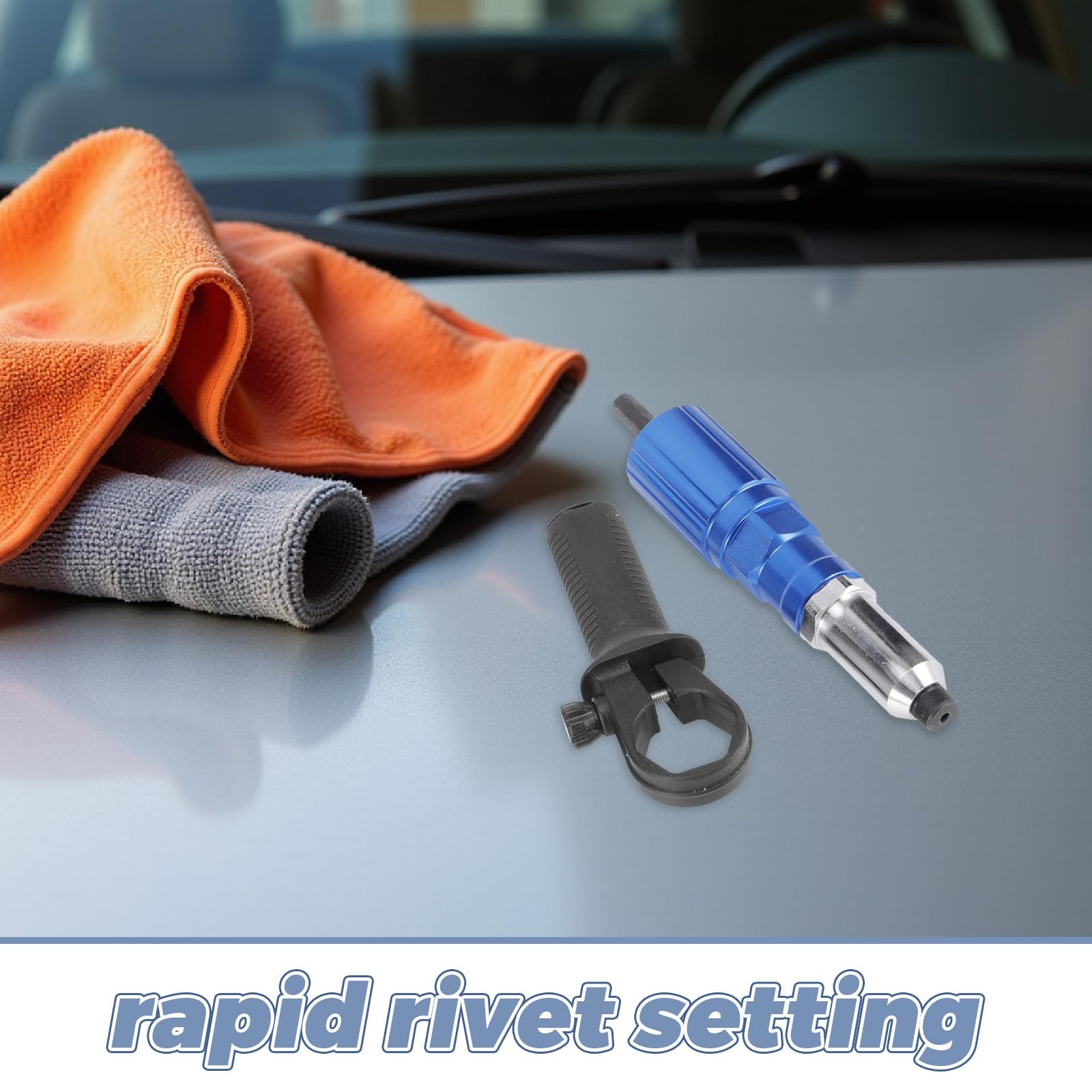 Cabilock 1 set di accessori per rivetti per rivettatrice a trapano - Set di adattatori per rivetti in lega di alluminio, convertitore per rivettatrice, strumento per rivettatura per la costruzione di