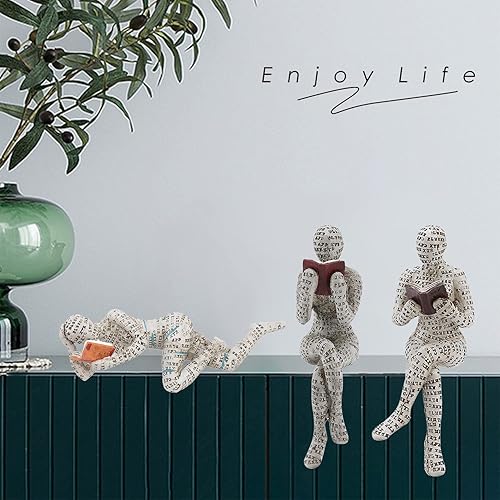 Miniatura 4 de Figura de lectura para mujer, decoración moderna de estantería, estatua de pensador de mujer de lectura de pulpa, escultura de arte abstracto