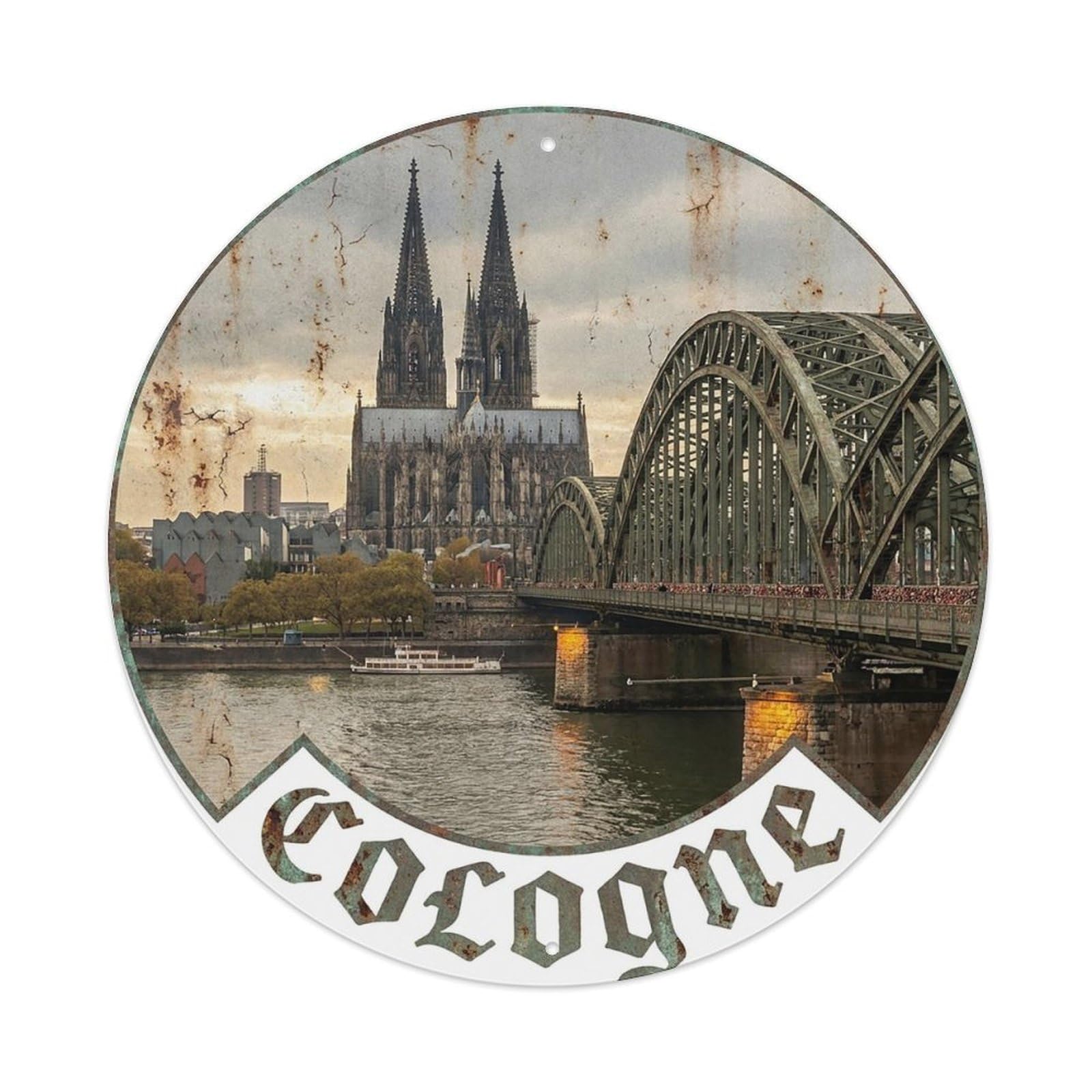 Germany Vintage Travel Cologne Metal Tin Sign