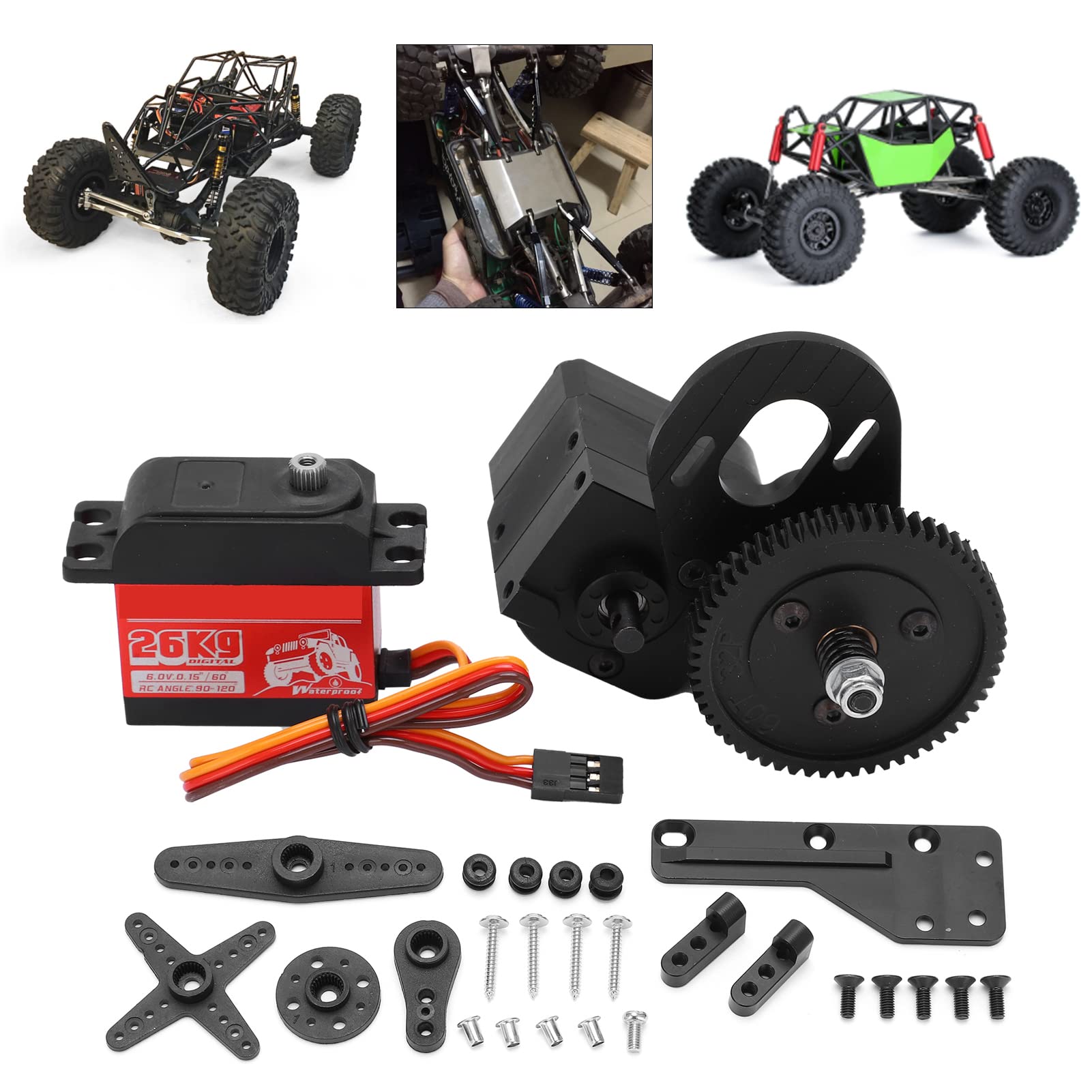 Hoch- und niedriger Zweigeschwindigkeitsgetriebe und großes Drehmoment digitaler Servo -Set für Axial Wraith SCX10 90046