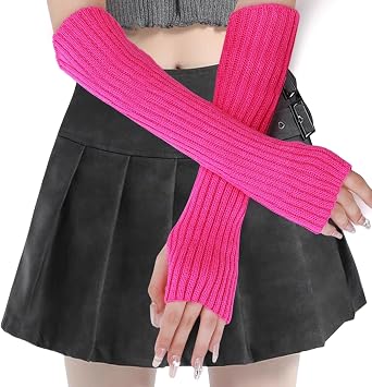 Arm Warmer for Women Winter Fingerless Gloves Knit Mitten Gloves Wrist Warmer with Thumb Hole