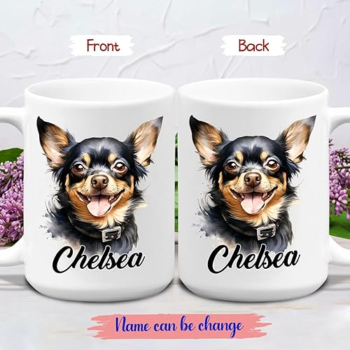 Vista 128 de Taza de café con nombre personalizado de pastor alemán, 11 15 onzas, taza de cerámica blanca de pastor alemán personalizado, regalos para hombres