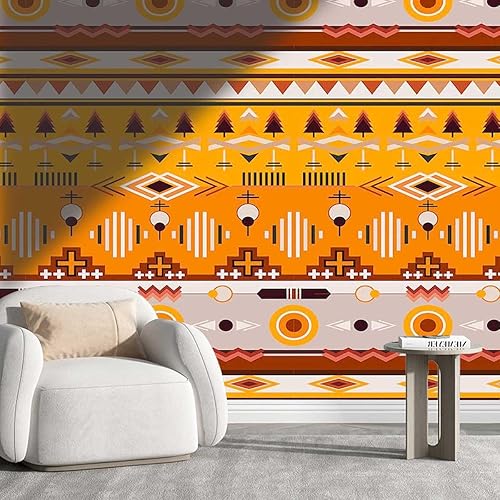 Papel para decoración de pared, diseño tribal bohemio, para decoración de pared, cuarto de lavado, fácil de limpiar (40 pulgadas de ancho) x 31.5