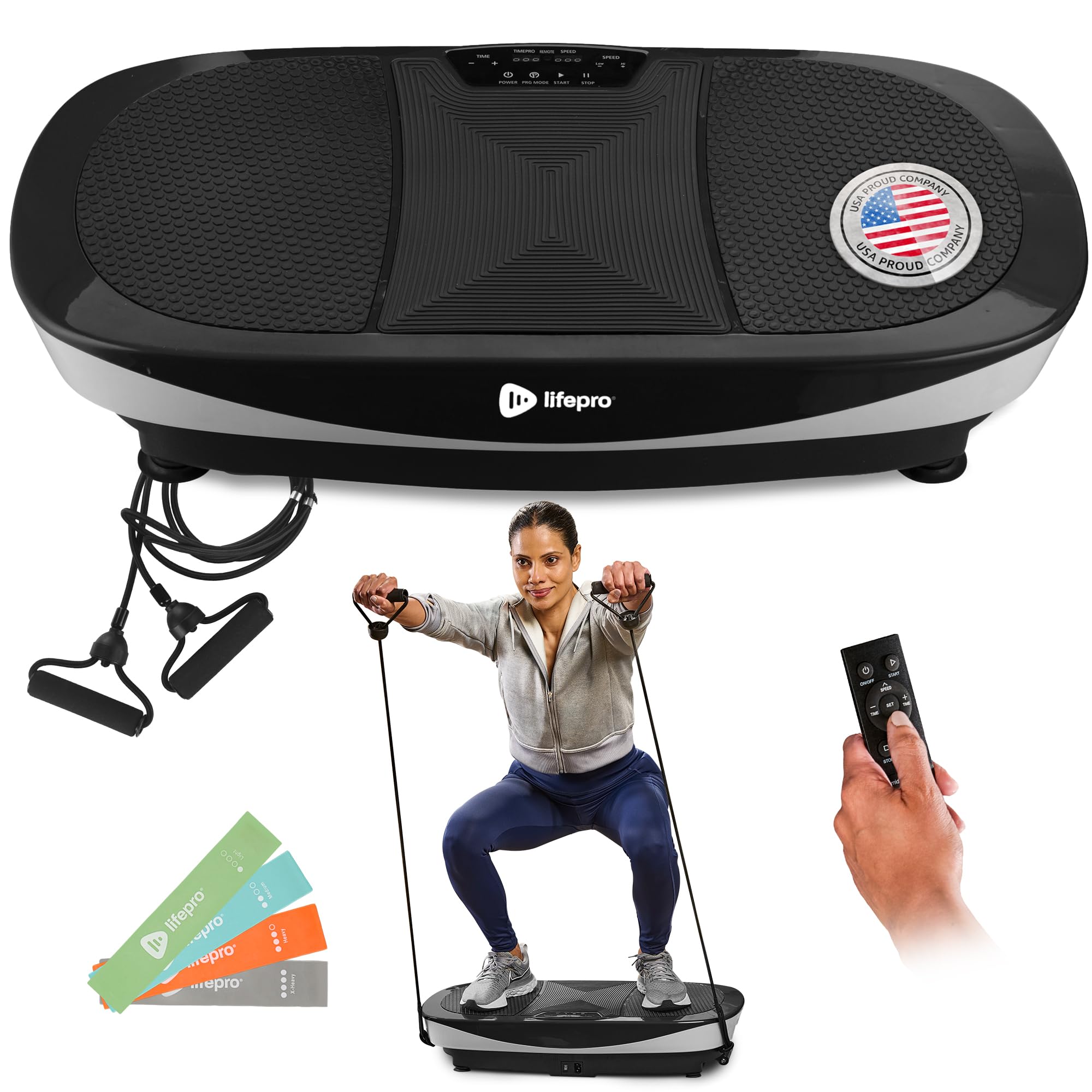 Photo 1 of (wouldn't power on)Lifepro Rumblex Max 4D Black Vibration Plate Exercise Machine with Loop Resistance Bands for Home Fitness Shaping Training Recovery Tone & Strength