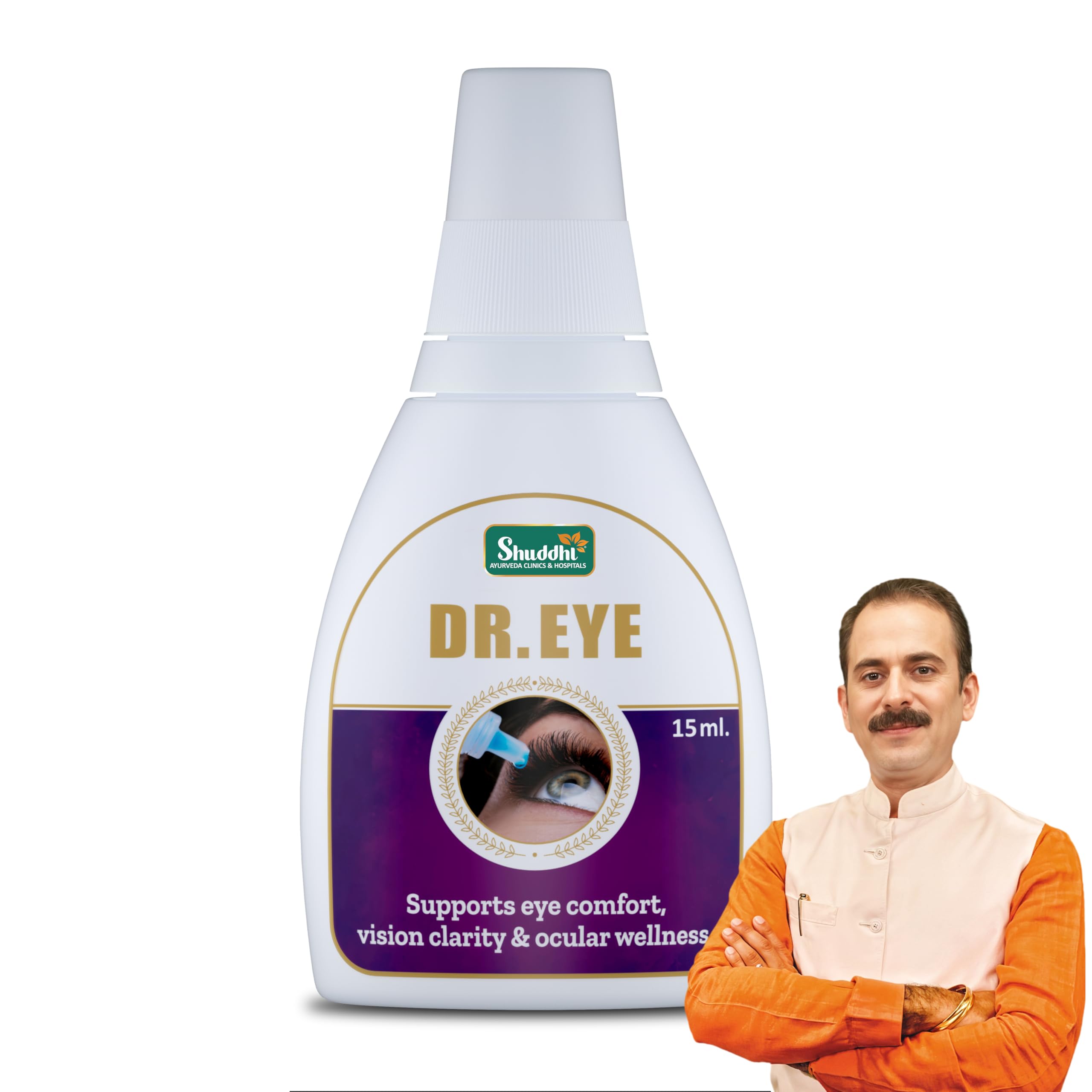 Shuddhi Ayurveda Dr. Eye Drops - Refreshing Herbal Eye Drops for Tired Eyes | Gentle & Natural Care for Redness, Dryness & Clarity, 15ml