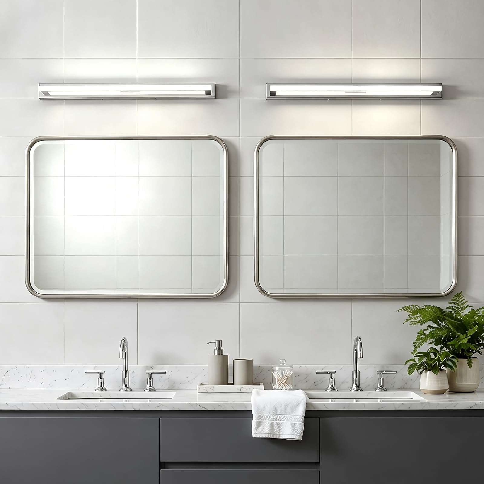 Aplique Espejo Baño 62CM, Lámpara de Baño Blanco Natural 4000K, Luz de Espejo LED 13W, Lámpara LED de Pared Moderno IP44