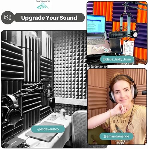 Miniatura 4 de Espuma de estudio de sonorización acústica - Color - Paneles de azulejo de estilo cuña 12 x 12 x 3 pulgadas de grosor.