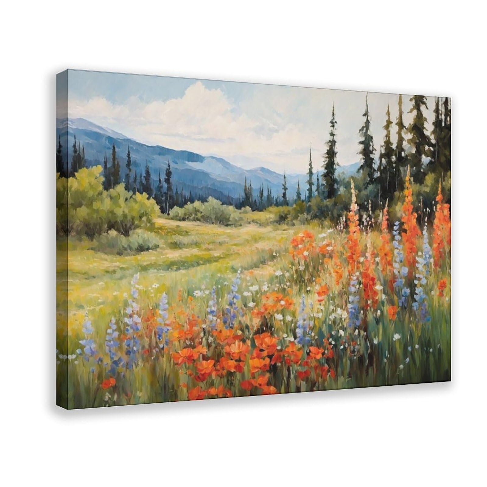 Bareronor Wildflower Field Canvas Poster for Dorm Room Decor Gift