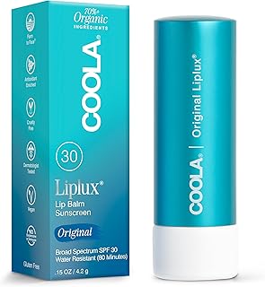 COOLA Organic Liplux Lip Balm and Sunscreen with SPF 30, Dermatologist Tested Lip Care