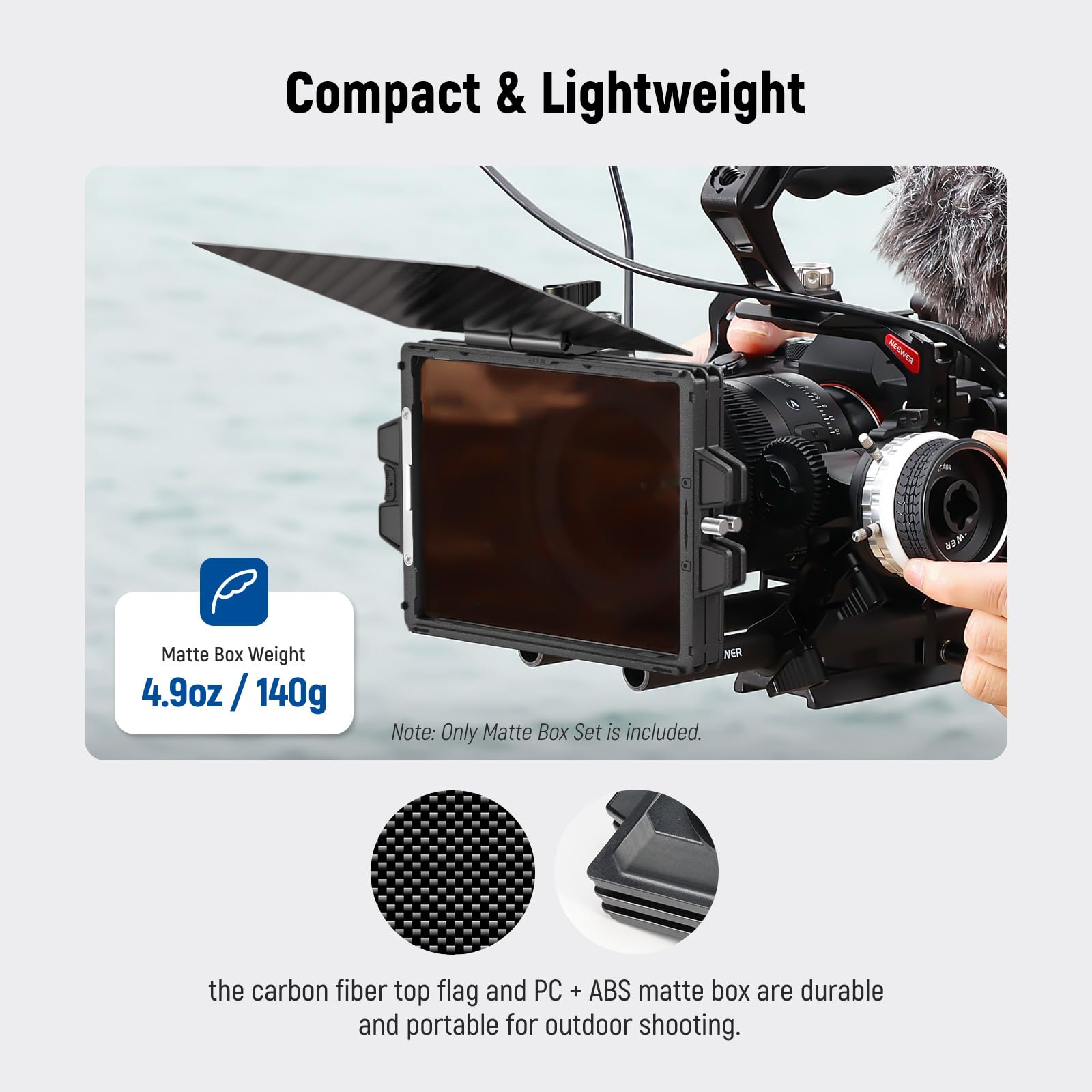 NEEWER Mini Matte Box avec 2 Plateaux de Filtre 4" x5,65, 4 Adaptateurs d'objectif Circulaires, Drapeau en Carbone Compatible avec Accessoire SmallRig et NEEWER Filtre Cinéma K&F NISI TIFFEN, PG002