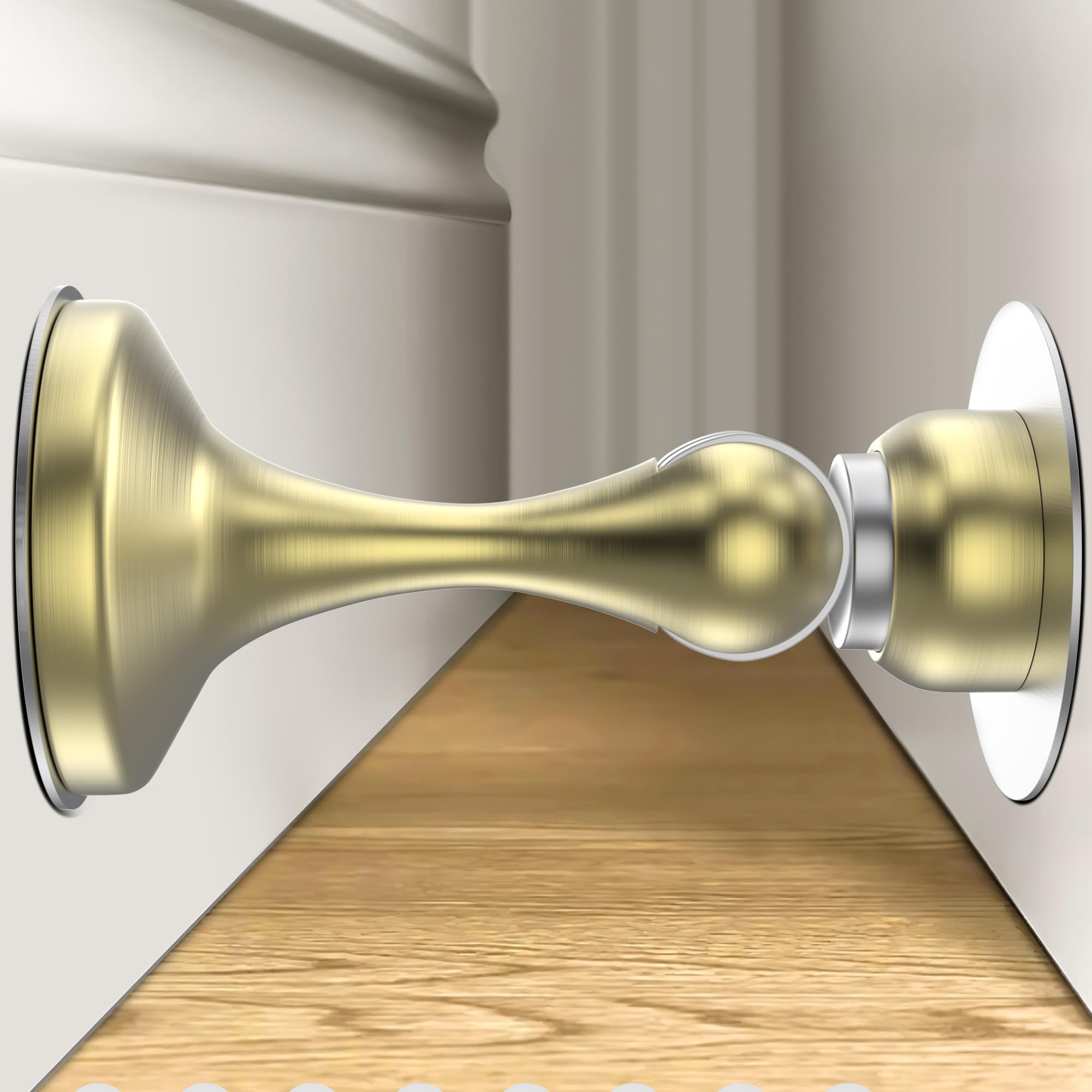 Crosize Magnetic Door Stoppers 8 Pack, Stainless Steel Door Stops with Adhesive Tapes & Screws, Gold - main product image