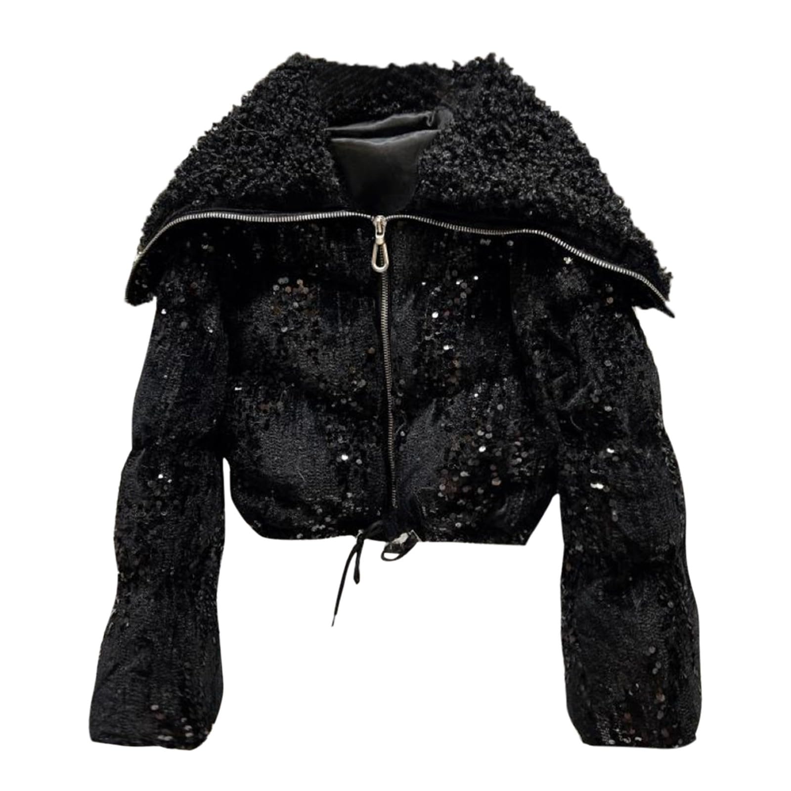 Paillettes Puffer Cappotto per Bambini Glitter Plus Size Cropped Inverno