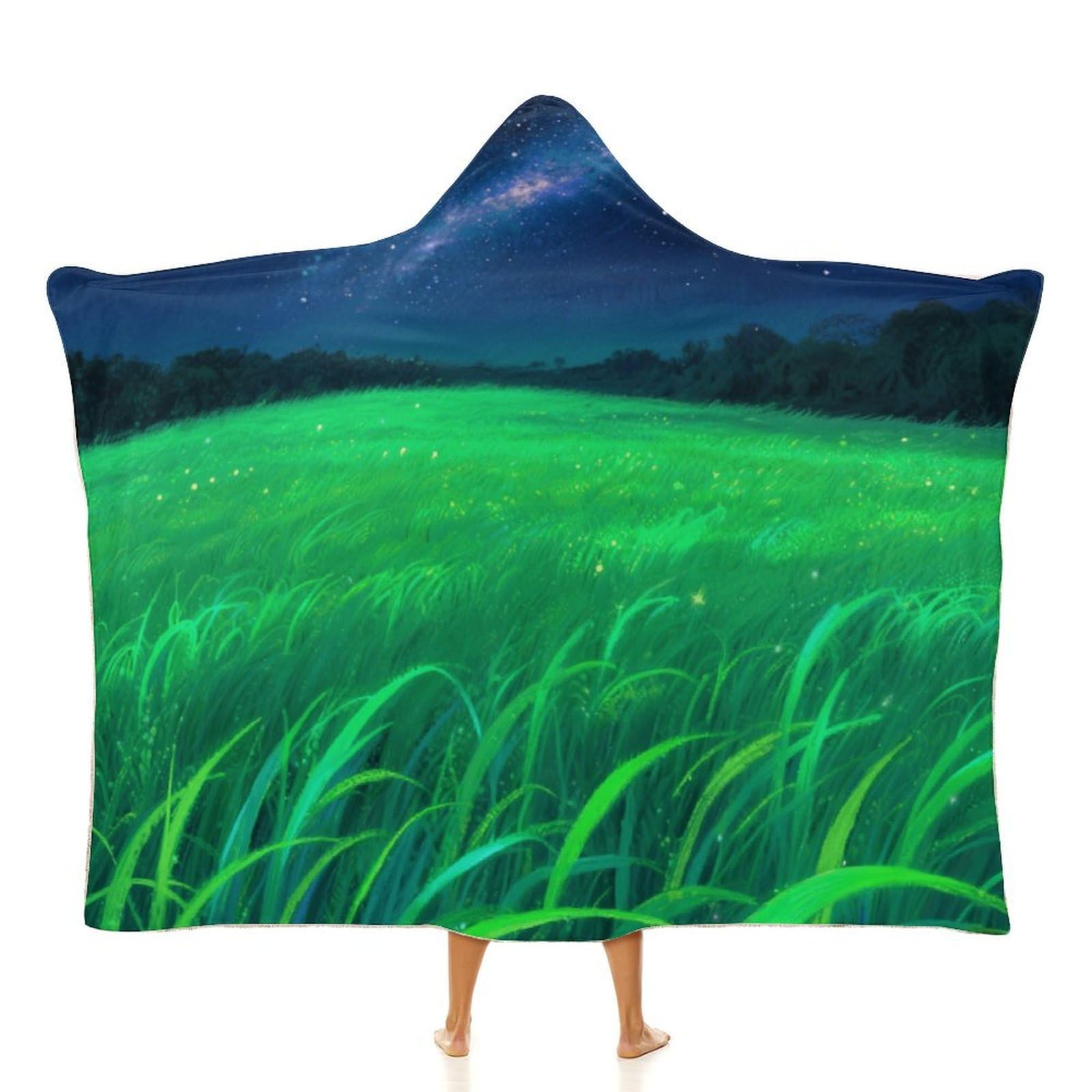 Manta poncho envolvente de gran tamaño, suave y cálida, manta para adultos, manta con capucha y cielo estrellado brillante