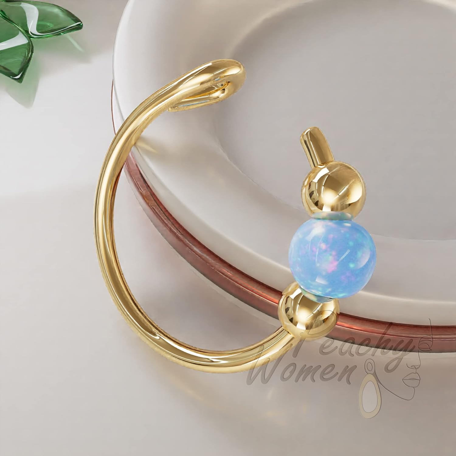 Gold Fake Nose Rings Opal - Image 4
