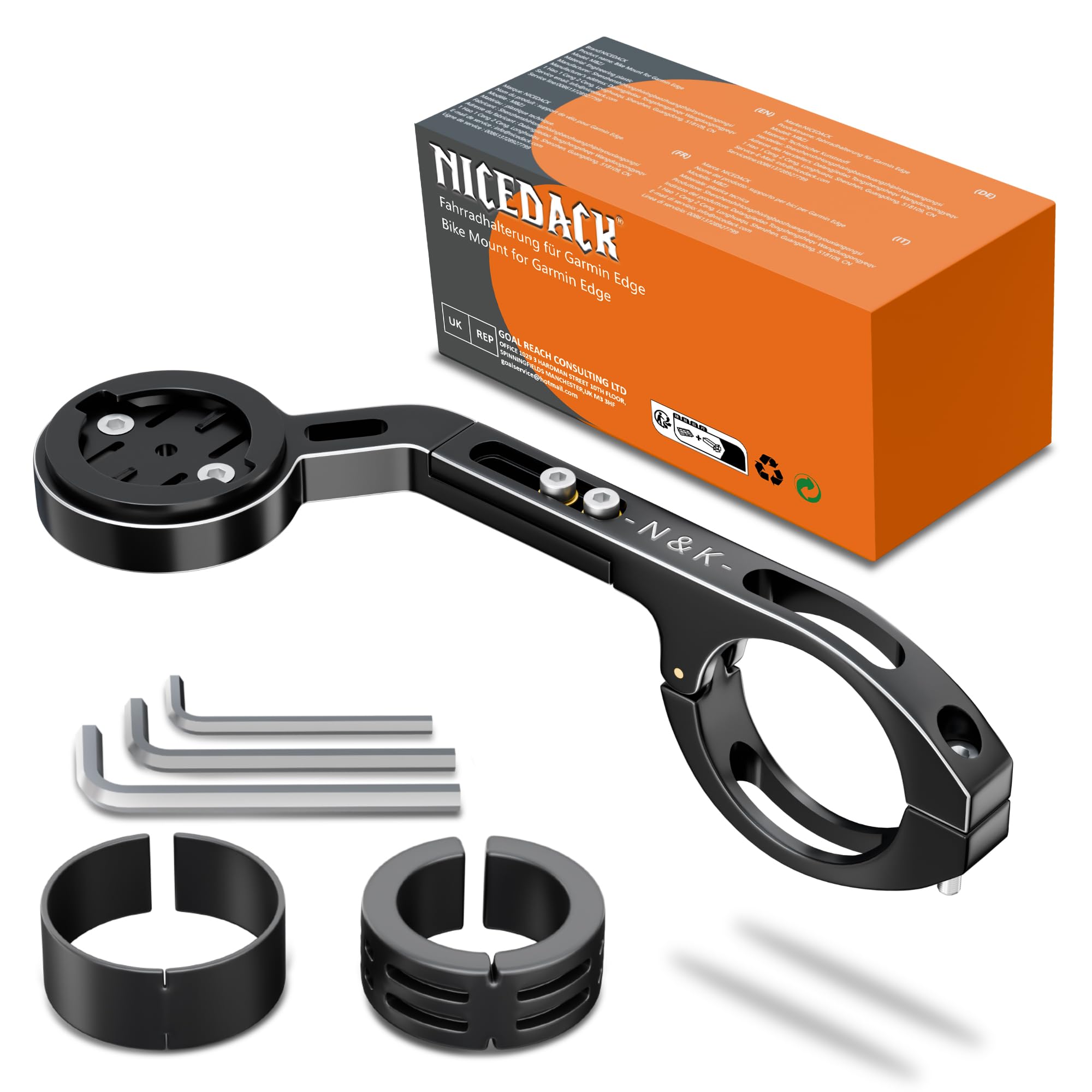 NICEDACK Supporto per bicicletta in lega di alluminio compatibile con Garmin Edge, supporto per bicicletta per Garmin Edge 500 510 520 530 540 130 130 Plus 25 20 800 810 820 830 840 1000 1030 1030