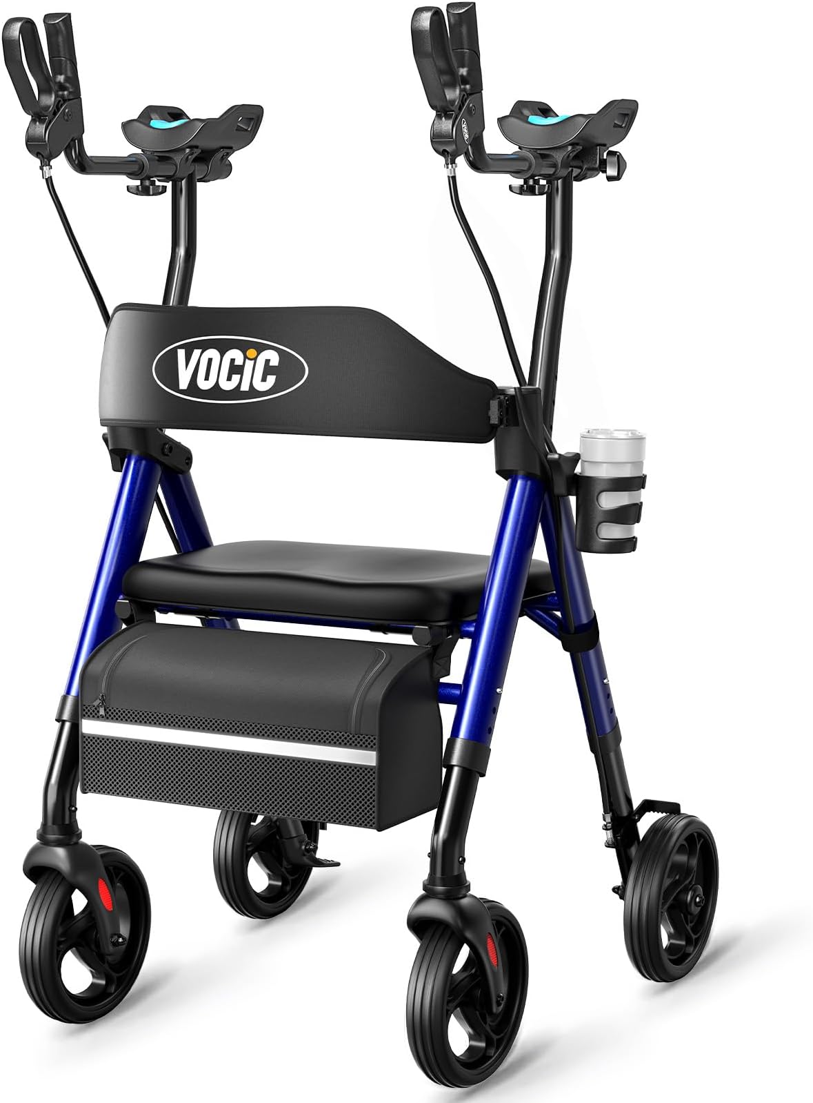VOCIC Z22 Upright Walkers for Seniors with Seat, GelSoft Stand Up Walker