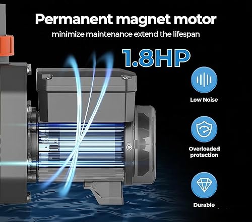 Miniatura 2 de Bombas de piscina de velocidad variable de 1.8 HP, bomba de piscina autorecortable sobre tierrasubterránea 9114 GPH con temporizador 220-240V