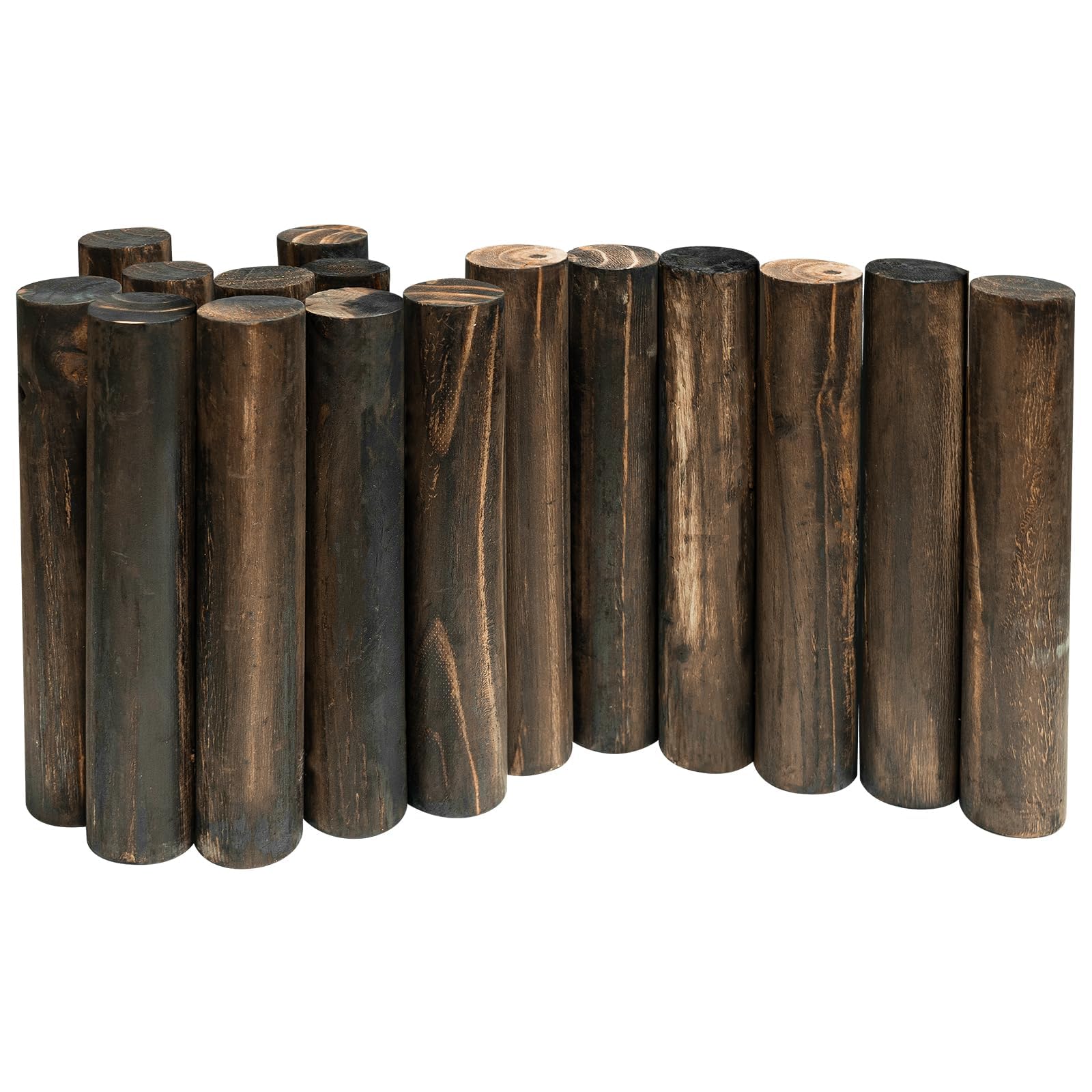 Wood Garden Fence, Wooden Solid Log Edging Border Decorative for Flower Bed Barriers and Landscape Fencing