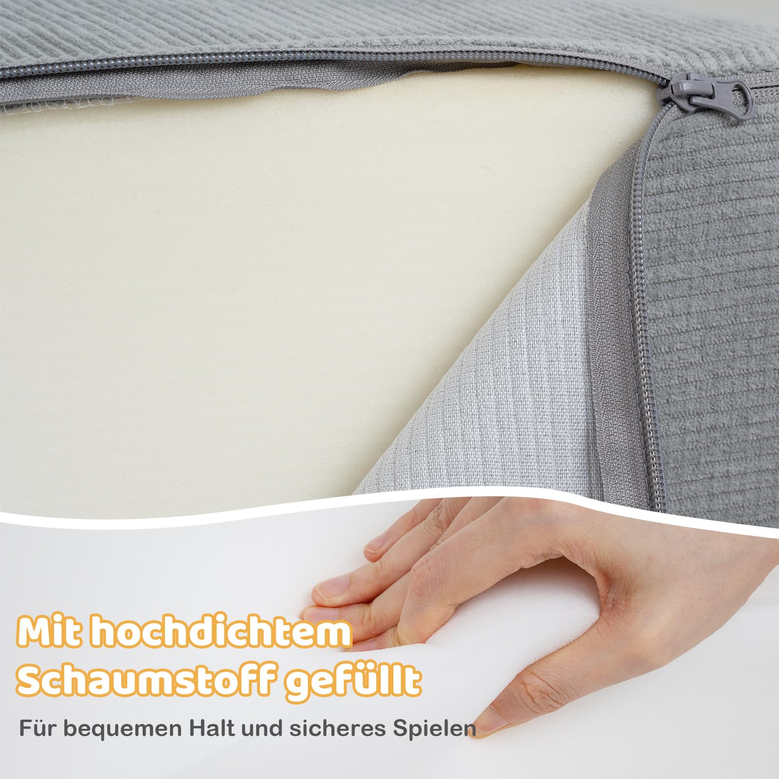 COSTWAY 5-częściowy zestaw klocków z pianki, ogromne klocki z basenem z piłkami, duże klocki do szaleństwa i wspinaczki, miękkie klocki XXL, do domu, pokoju zabaw (szare, materiał sztrukowy)